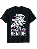 Men's T-Shirt Proud Aunt With Stars 2026 Senior Volleyball Ball