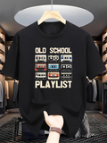 Men's T-Shirt Old School Playlist Retro Cassette Tapes Arranged Neatly With Playful Color Blocks