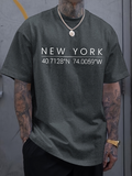 Men's T-Shirt New York Urban Coordinates Minimalist Map Typography T Shirt