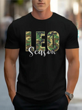 Men's T-Shirt Camo Block Letters With Modern Script Graphic Leo Season