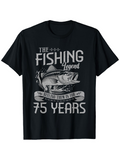 Men's T-Shirt The Fishing Legend Bold Text With Jumping Fish Among Dynamic Rippling Water