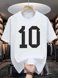 Men's T-Shirt Bold Black Athletic Number Print Featuring Large Ten Digit
