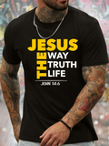 Men's T-Shirt Jesus The Way The Truth The Life Bible Verse Black Shirt