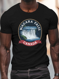 Men's T-Shirt Niagara Falls Canada Majestic Waterfall Scene With Greenery And Flowing Water