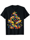 Men's T-Shirt Colorful Christmas Lights With Kayaks Forming A Festive Tree