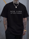 Men's T-Shirt New York White Letters Simple Street Coordinates T Shirt