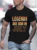 Men's T-Shirt Legends Are Born In July Flaming Gradient Letters On Black Shirt