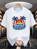 Men's T-Shirt Just Chillin Everyday Sun With Palm Trees At Dusk Beach