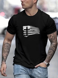 Men's T-Shirt Waving Black And White Graphic Stripes With Abstract Stars Flag