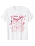 Men's T-Shirt Classic Pink Graduation Cap And Ribbon With Bold Number 26 Shirt