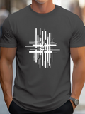 Men's T-Shirt Dynamic Abstract Lines In High Contrast Overlapping Pattern