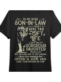 Men's T-Shirt Vintage Wolf With Loving Message Dedicated To Dear Son In Law