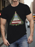 Men's T-Shirt Colorful Stacked Books Arranged In A Festive Holiday Tree Shape