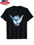 Men's T-Shirt Ocean Blue Reflections Across Hand Gesture Shaka Sign