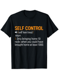 Men's T-Shirt Self Control Funny Definition With White Typographic Lettering T Shirt