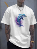Men's T-Shirt Colorful Splash With Ocean Breeze Watercolor Dolphin