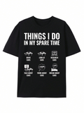 Men's T-Shirt Things I Do In My Spare Time With Silhouettes Of Cars And Activity Icons
