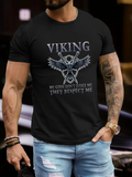 Men's T-Shirt Viking Mythical Warrior Skull And Swords With Wings