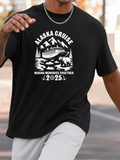 Men's T-Shirt Alaska Cruise Snowcapped Mountains Forest Wildlife And Ocean Adventure Scene Boat