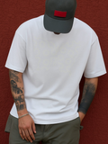 Men's T-Shirt White floral print with black and golden leaf design