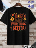 Men's T-Shirt Dogs Make Everything Better Surrounded By Colorful Flowers Cottagecore Text Design