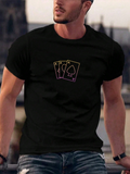 Men's T-Shirt Minimalist Neon Outline Playing Cards With Double Ace Design