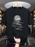 Men's T-Shirt Glowing Full Moon Reflected Over Gentle Rippling Water Surface Moon