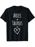 Men's T-Shirt Aries Taurus Love Equation With Hand Drawn Heart Design