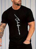 Men's T-Shirt California Handwritten Lettering With Vertical Modern Script Black T Shirt