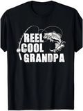 Men's T-Shirt Reel Cool Grandpa With Jumping Fish And Splashing Water Graphic