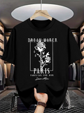 Men's T-Shirt Dream Maker Modern Paris Roses With Artistic White Graphic Flower