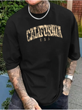 Men's T-Shirt California USA Camouflage Lettering On Sleek Minimalist Black T Shirt