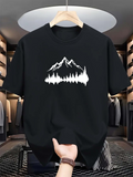 Men's T-Shirt Snowy Mountain Peaks Reflected In Calm Water Mountain