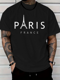 Men's T-Shirt Paris France With Eiffel Tower Graphic Under Bold Lettering