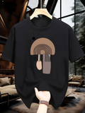 Men's T-Shirt Minimalist Geometric Earth Tones With Abstract Archway Design Mushroom