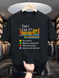 Men's T-Shirt Can I Lick It Funny Colorful Blocks Printed Chart Tee