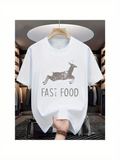 Men's T-Shirt Fast Food Running Deer In Playful Bold Typography Shirt
