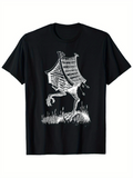 Men's T-Shirt Old Wooden Cottage With Feathered Chicken Legs Standing In Grass