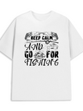 Men's T-Shirt Keep Calm And Go For Fishing With Lures And Jumping Fish
