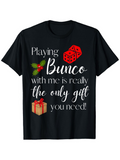 Men's T-Shirt Playing Bunco With Holly And Gift Under Red Dice