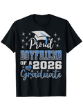 Men's T-Shirt Proud Boyfriend Of A 2026 Graduate With Sparkling Blue Graduation Cap