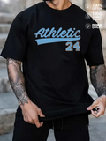 Men's T-Shirt Blue Retro Varsity Script With Vintage Numbers Athletic
