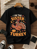 Men's T-Shirt Im The Sister Surrounded By Autumn Leaves And Pumpkin Turkey