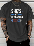 Men's T-Shirt Shes My Firecracker With American Flag Rocket Firework And Stars