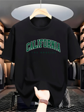 Men's T-Shirt California Green Block Letter Design Over Minimalist Cotton T Shirt