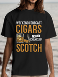 Men's T-Shirt Weekend Forecast With Whiskey Glass Cigars And Scotch