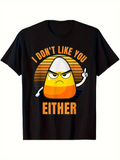Men's T-Shirt I Dont Like You Either Moody Candy Corn With Sunset Retro Stripes
