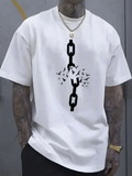 Men's T-Shirt Broken Chains With Flying Birds Surrounded By Freedom Theme Symbol Chain