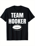 Men's T-Shirt Team Hooker Bold White Letters Over Rugby Ball