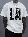 Men's T-Shirt Los Angeles Palm Trees Skyline And Cityscape With LA Letters